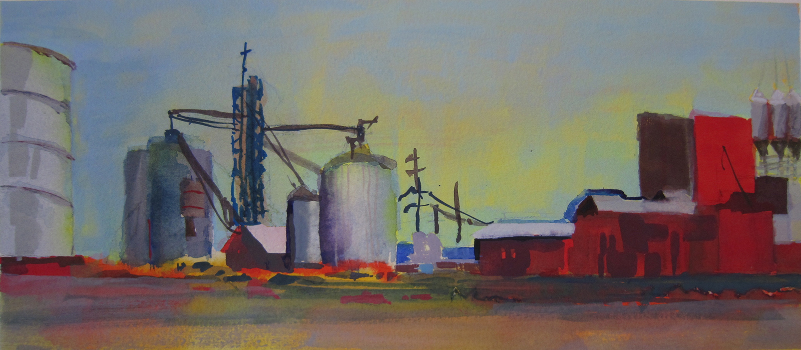 WEST TEXAS - watercolor,  11" x 5", SOLD